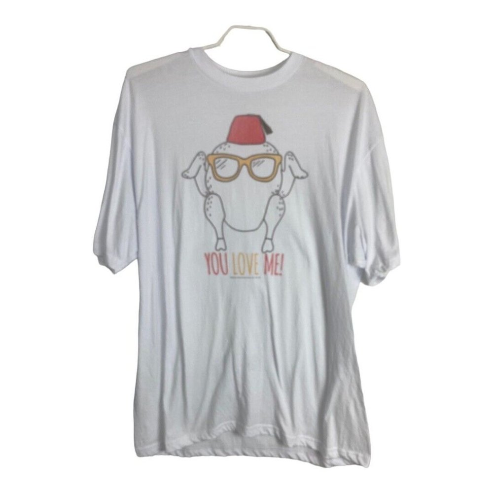 Friend Turkey Love with Hat Tee Shirt Adult Size 3x Tall White Red Short Sleeve